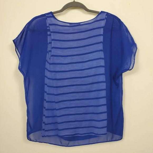 Soprano Striped Tank Top with Sheer Cover Up Womans Size S Blue White - Picture 5 of 8